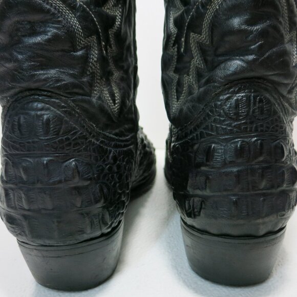 Dan Post Genuine Caiman Black Leather Cowboy Western Boots Shoes Footwear 12 D - Picture 7 of 8